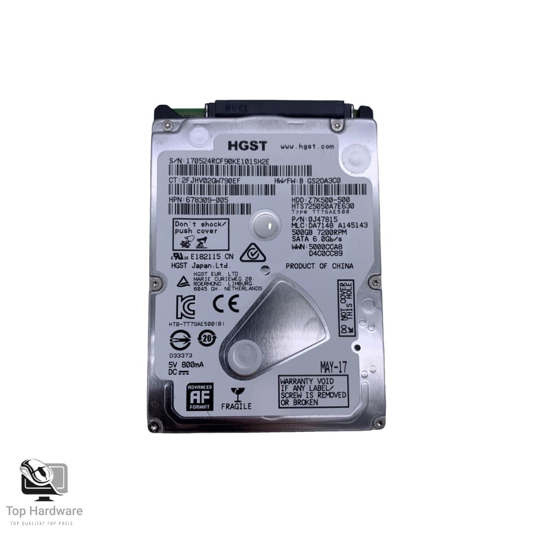 Hitachi 0J47815 . 500 GB 2,5" SATA-Festplatte mit 7200 U/min