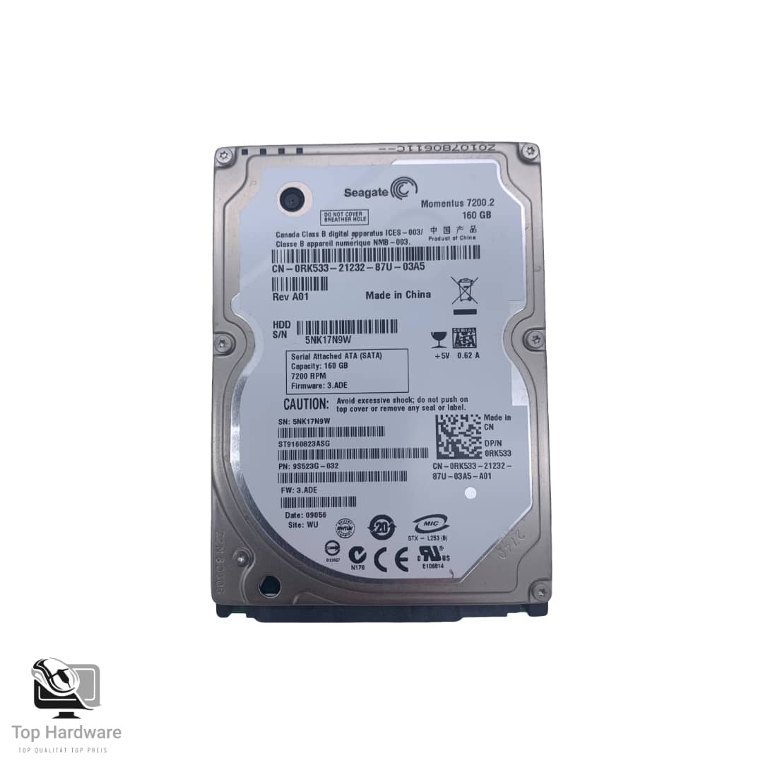 Seagate ST9160823ASG . 160GB 2,5" SATA-Festplatte mit 7200 rpm